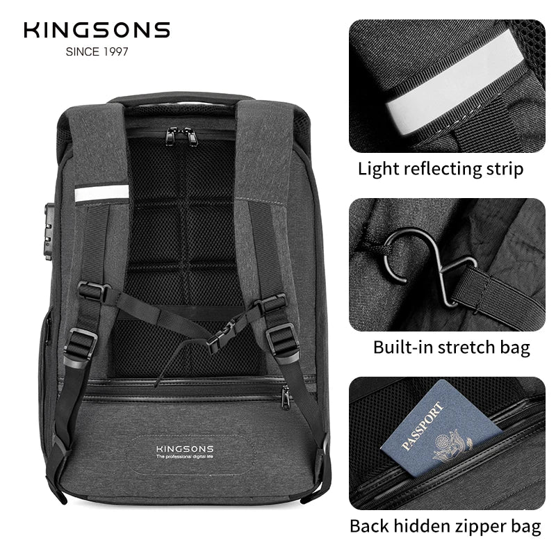 Mochila Kingsons Anti-Theft o Antirrobo: Seguridad Inteligente y Estilo Minimalista