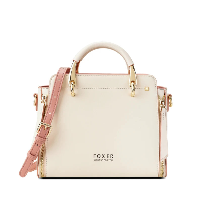 Mini Bolso Satchel FOXER 2025 Bicolor Otoño - Invierno: Estructura Elegante Split Leather para mujer