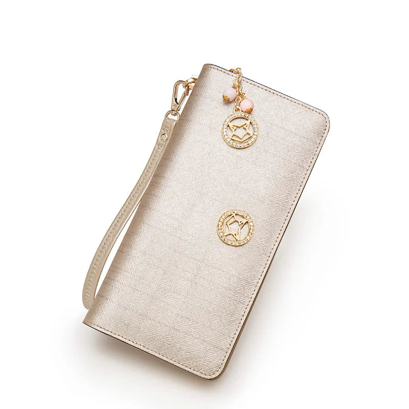 Billetera Larga FOXER con Monedero y Textura Metalizada | Clutch de Mano Elegante