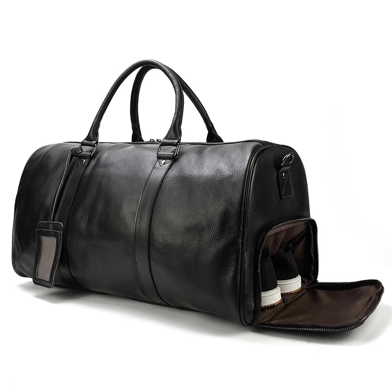 Waterproof Leather Travel Handbag - Elegance and Strength in Motion