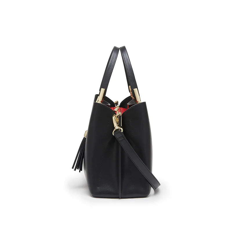 Bolso Tote Ejecutivo "Cnoles" Fashion con Borla - Negro Clásico