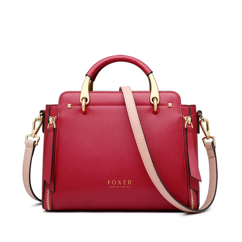 Mini Bolso Satchel FOXER 2025 Bicolor Otoño - Invierno: Estructura Elegante Split Leather para mujer