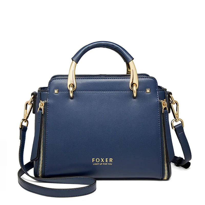 Mini Bolso Satchel FOXER 2025 Bicolor Otoño - Invierno: Estructura Elegante Split Leather para mujer