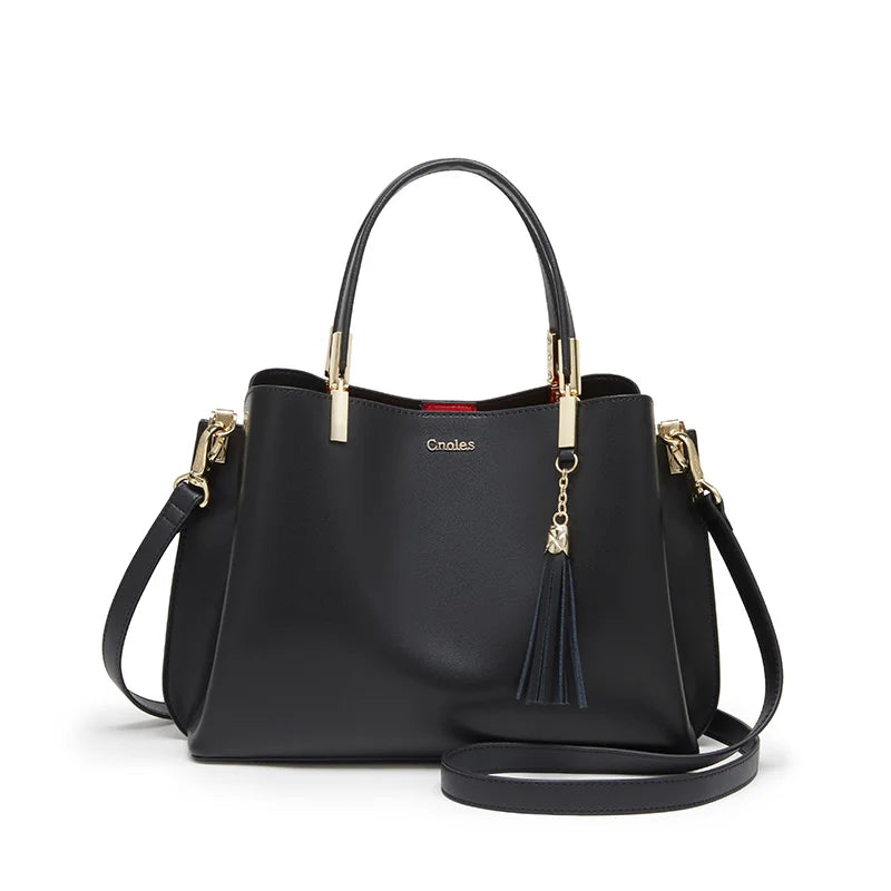 Bolso Tote Ejecutivo "Cnoles" Fashion con Borla - Negro Clásico