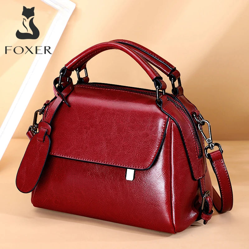 Bolso Satchel FOXER - Rojo Pasión y Elegancia Estructurada de gran capacidad para el trayecto