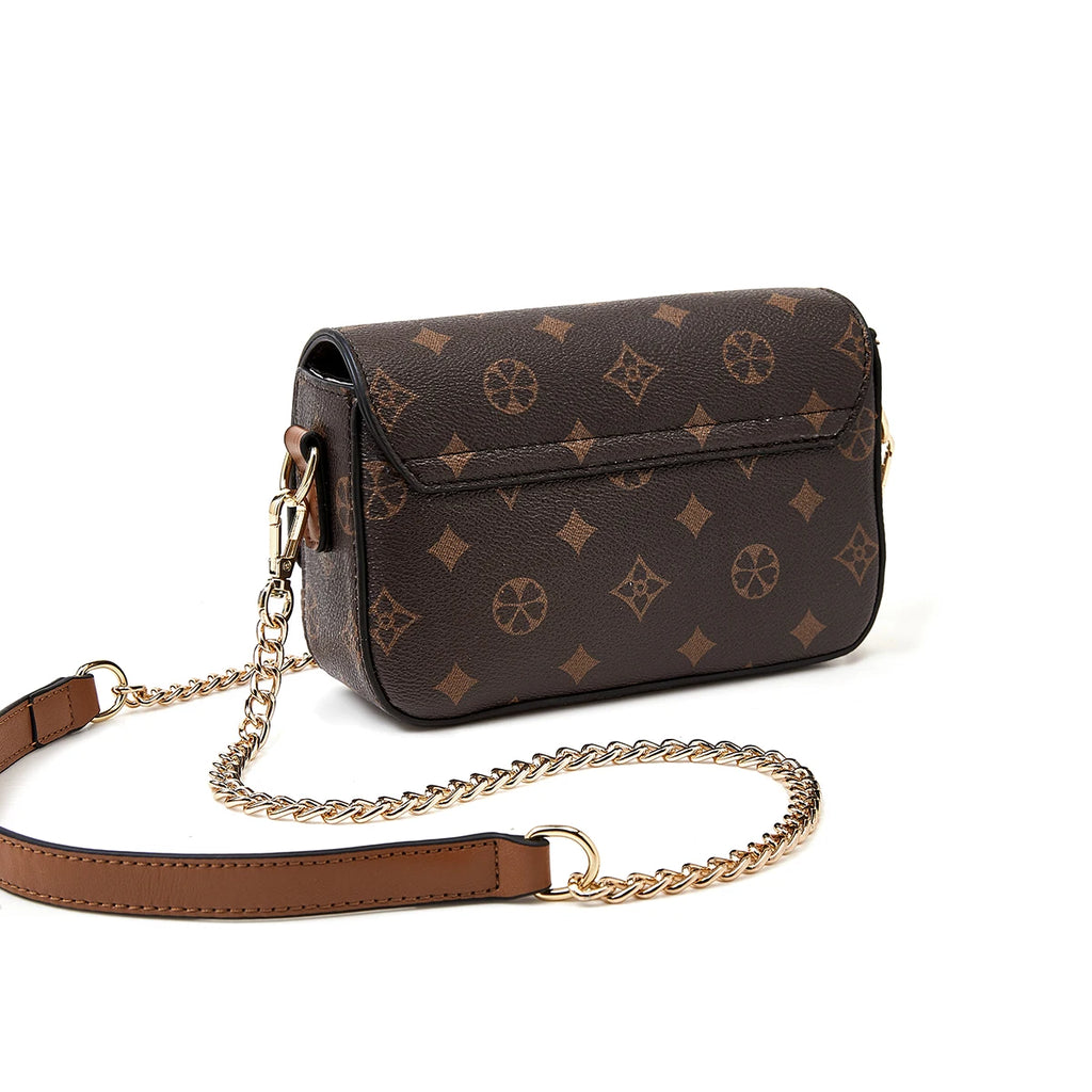 Mini Bolso Bandolera FOXER "Monograma Cadenas" para mujer con cadena solapada