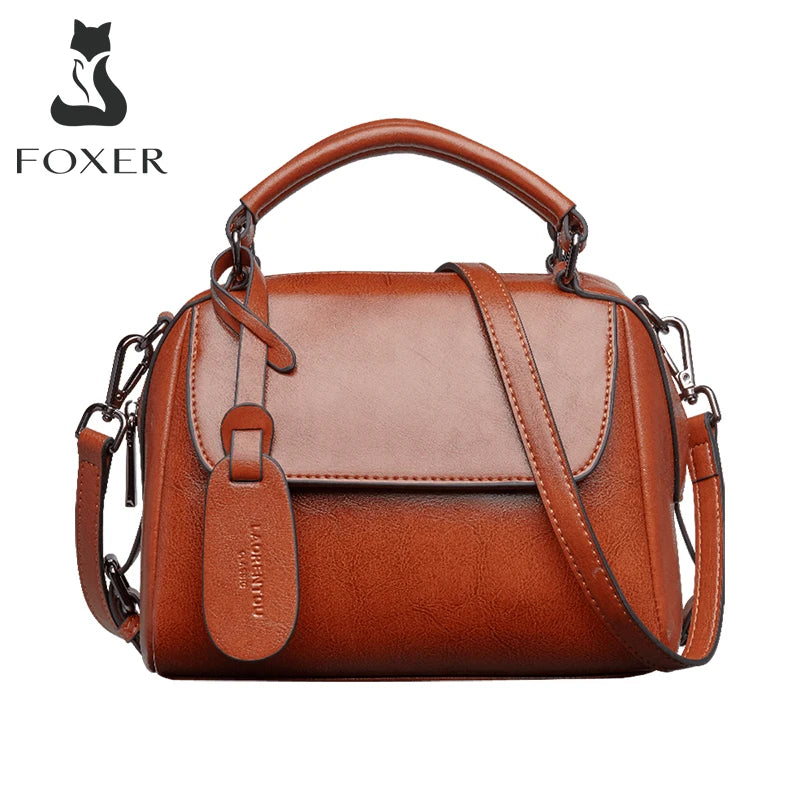 Bolso Satchel FOXER - Rojo Pasión y Elegancia Estructurada de gran capacidad para el trayecto