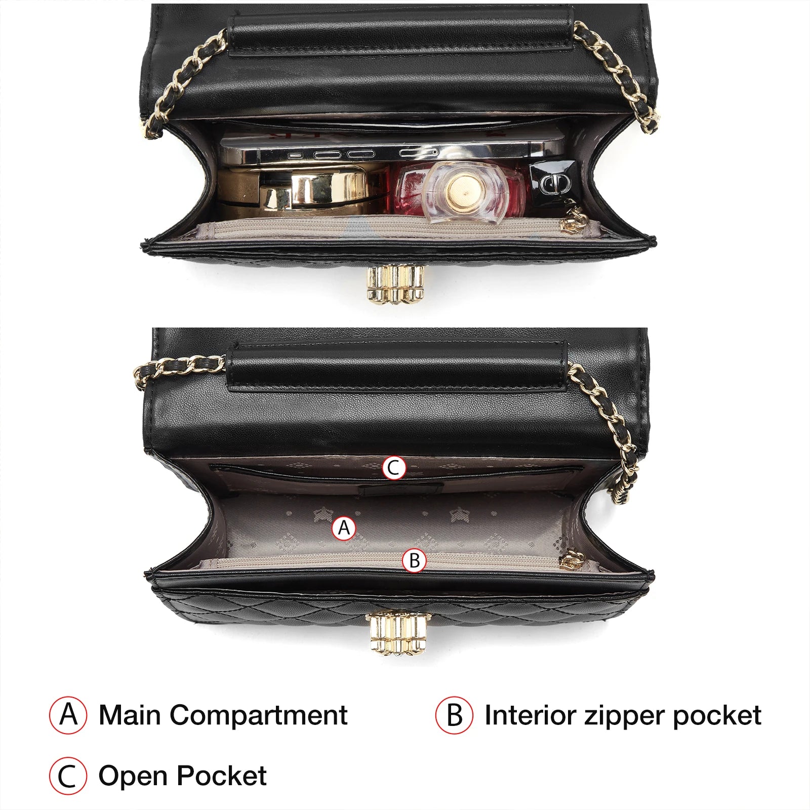 Bolso de Cadena FOXER Lady Clásico - Elegancia Acolchada en Tono Nude