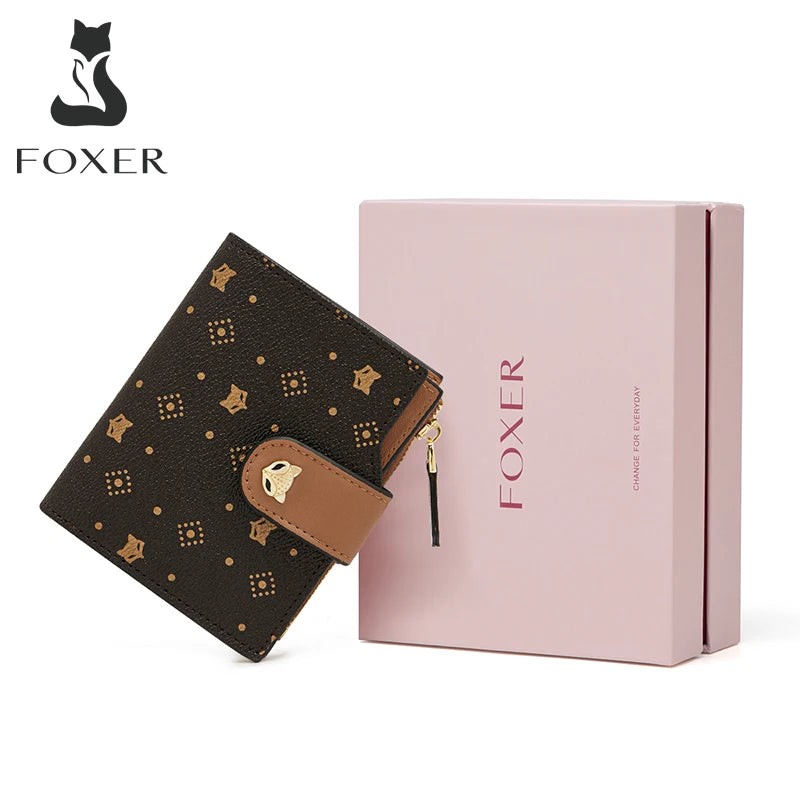 Cartera Plegable FOXER "Monograma Mini" Bicolor para mujer- Tarjetero Monedero