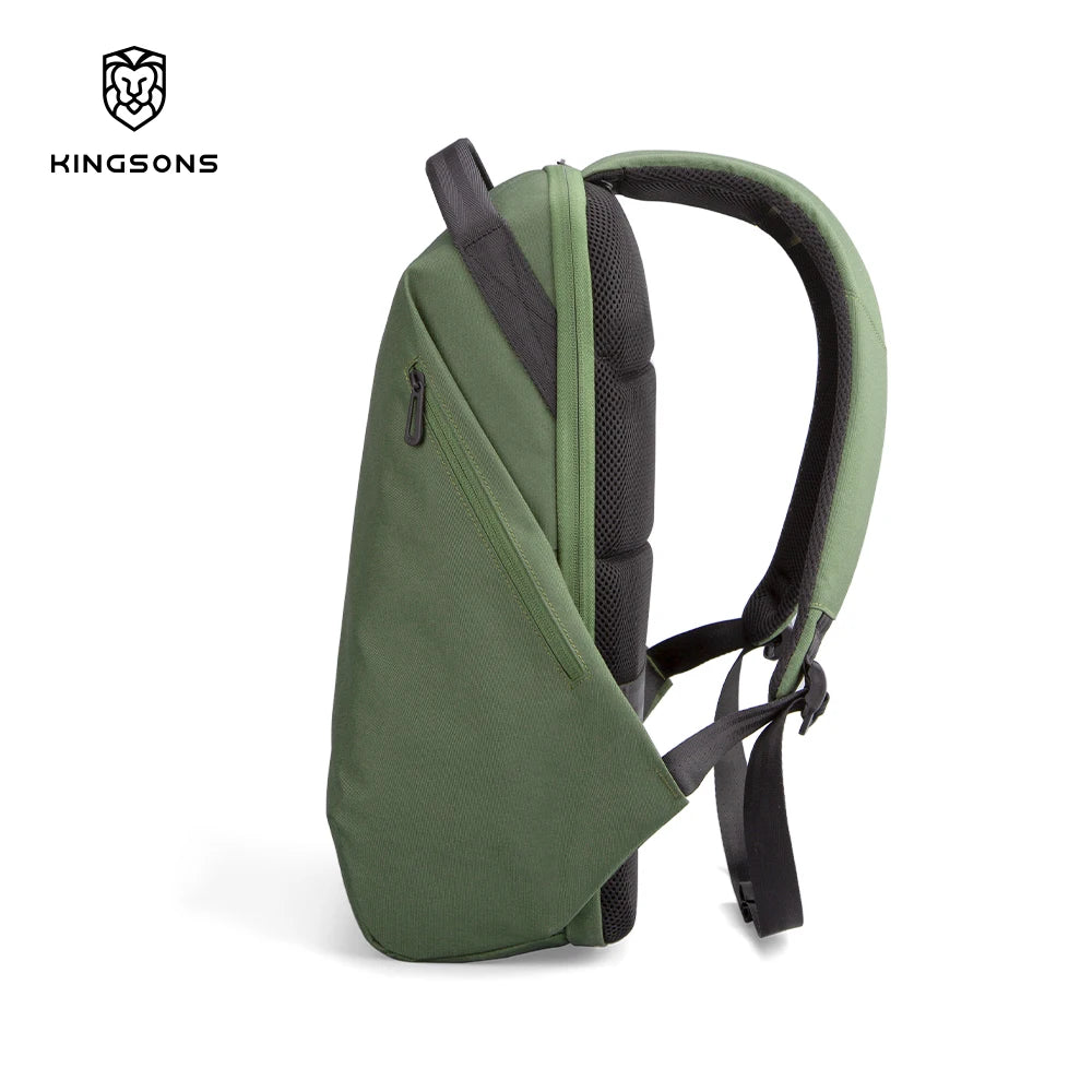 Mochila "Apex Green" de Kingsons 2025 - Estética Origami y Protección para portátil de 15,6 pulgadas