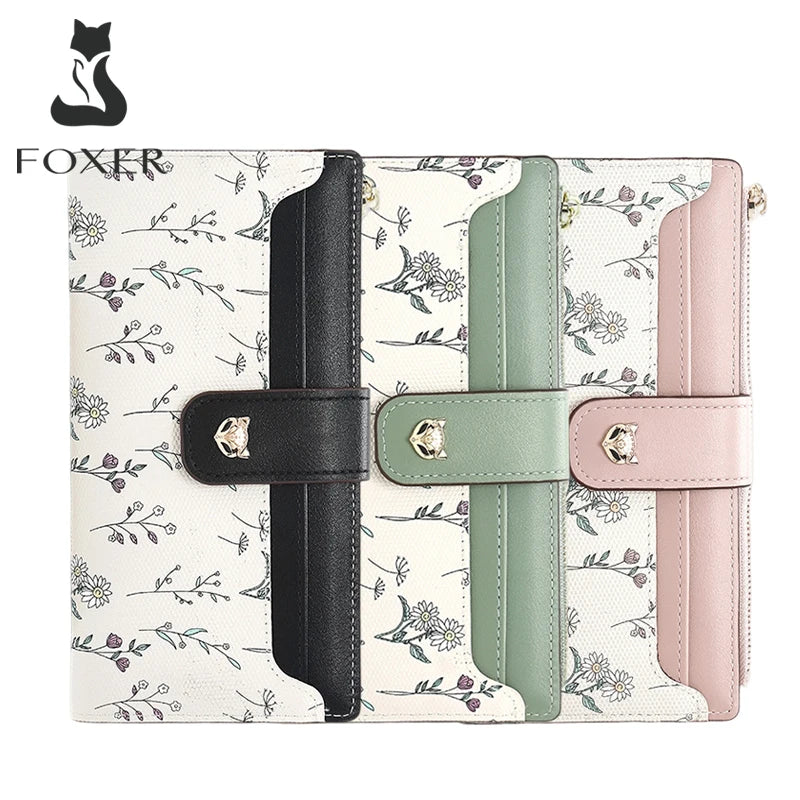Cartera Larga FOXER - Diseño Floral y Bicolor – Nuevo monedero para mujer
