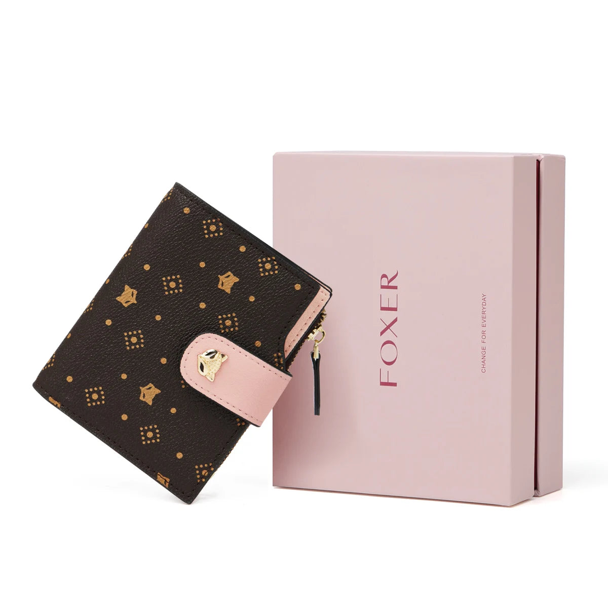 Cartera Plegable FOXER "Monograma Mini" Bicolor para mujer- Tarjetero Monedero