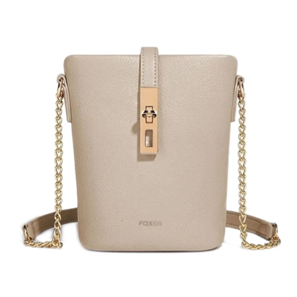 Mini Bolso Cubo FOXER Women 2025 Minimalismo Chic con Cadena Dorada