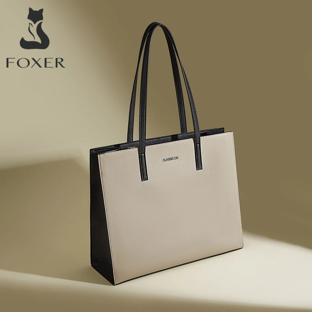 FOXER Nuevo Bolso 2025 Tote Ejecutivo FOXER Simple- Grande - Contraste Sofisticado de colores