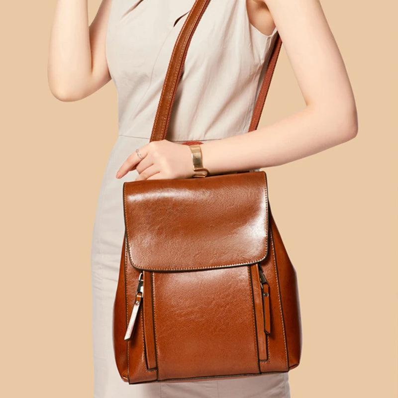 "Bright Minimalist" Urban Leather Backpack, Ideal for work, college, school, travel or everyday use 