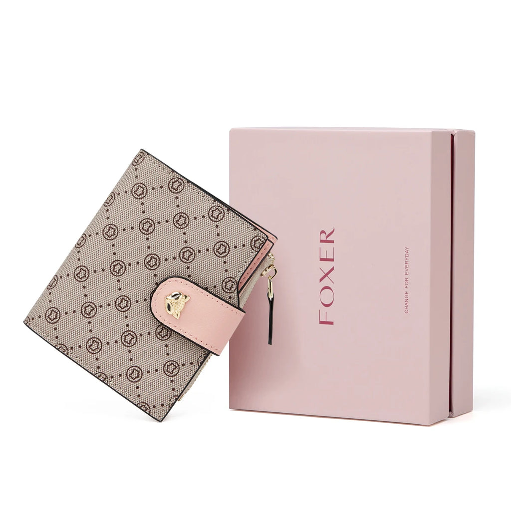 Cartera Plegable FOXER "Monograma Mini" Bicolor para mujer- Tarjetero Monedero