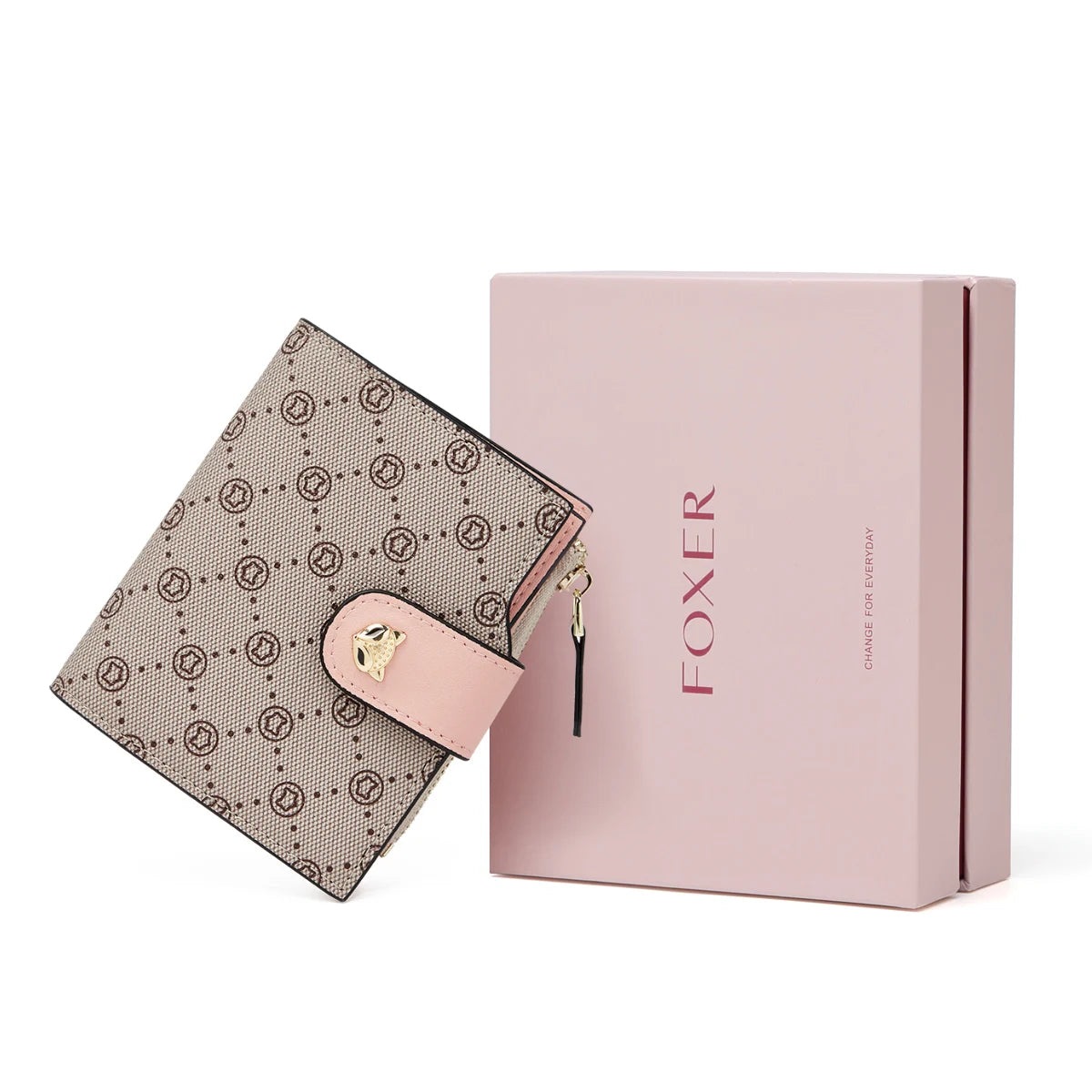 Cartera Plegable FOXER "Monograma Mini" Bicolor para mujer- Tarjetero Monedero
