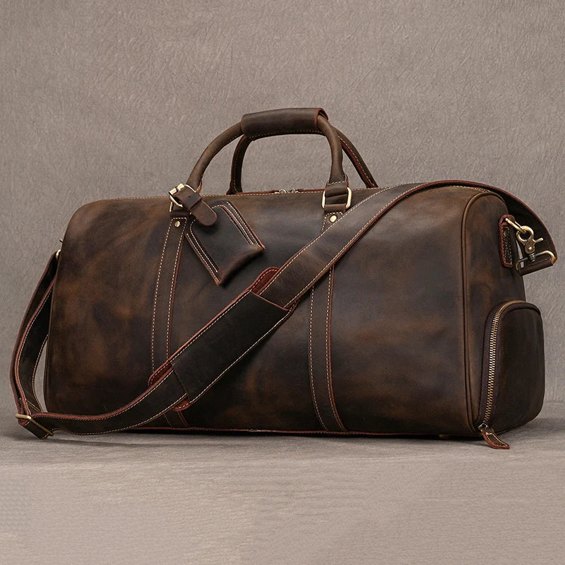 Waterproof Leather Travel Handbag - Elegance and Strength in Motion