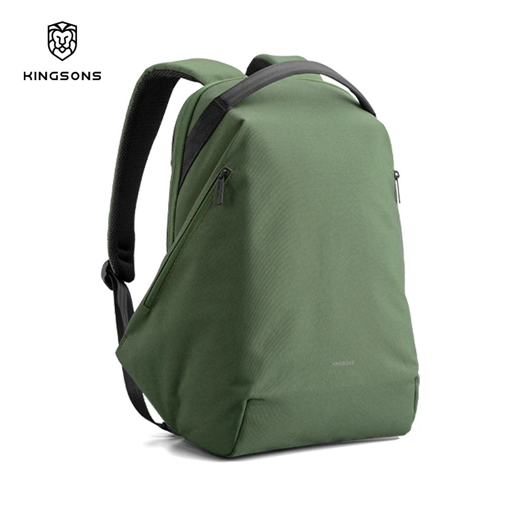 Mochila "Apex Green" de Kingsons 2025 - Estética Origami y Protección para portátil de 15,6 pulgadas