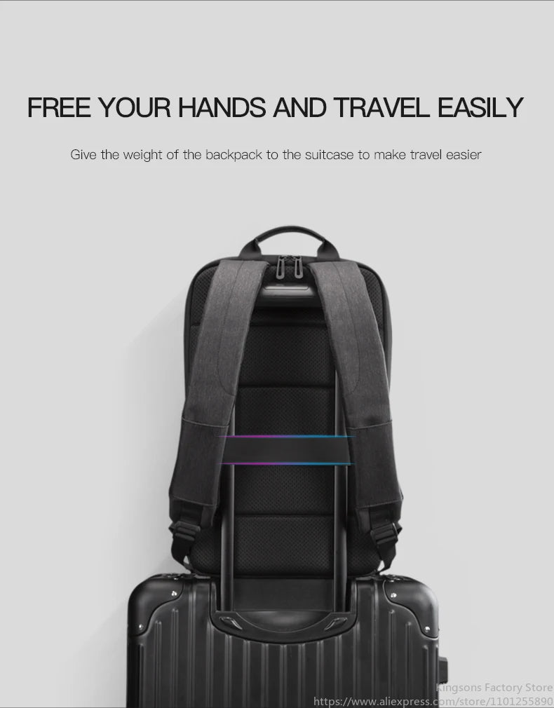 Mochila Ejecutiva Kingsons "Ultra-Slim Tech" - Innovación en Movimiento para portátil de 15,6 pulgadas