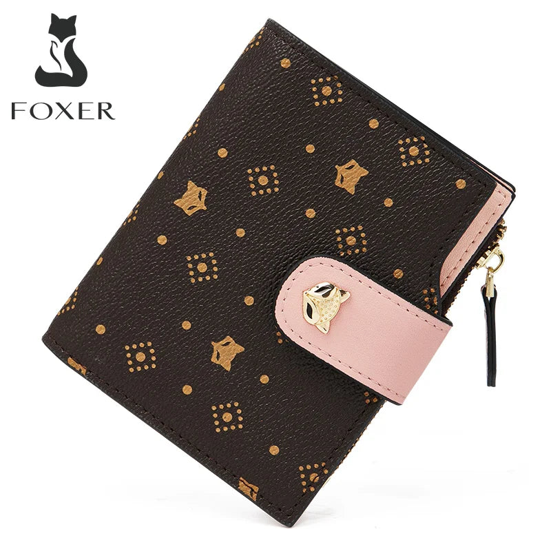 Cartera Plegable FOXER "Monograma Mini" Bicolor para mujer- Tarjetero Monedero