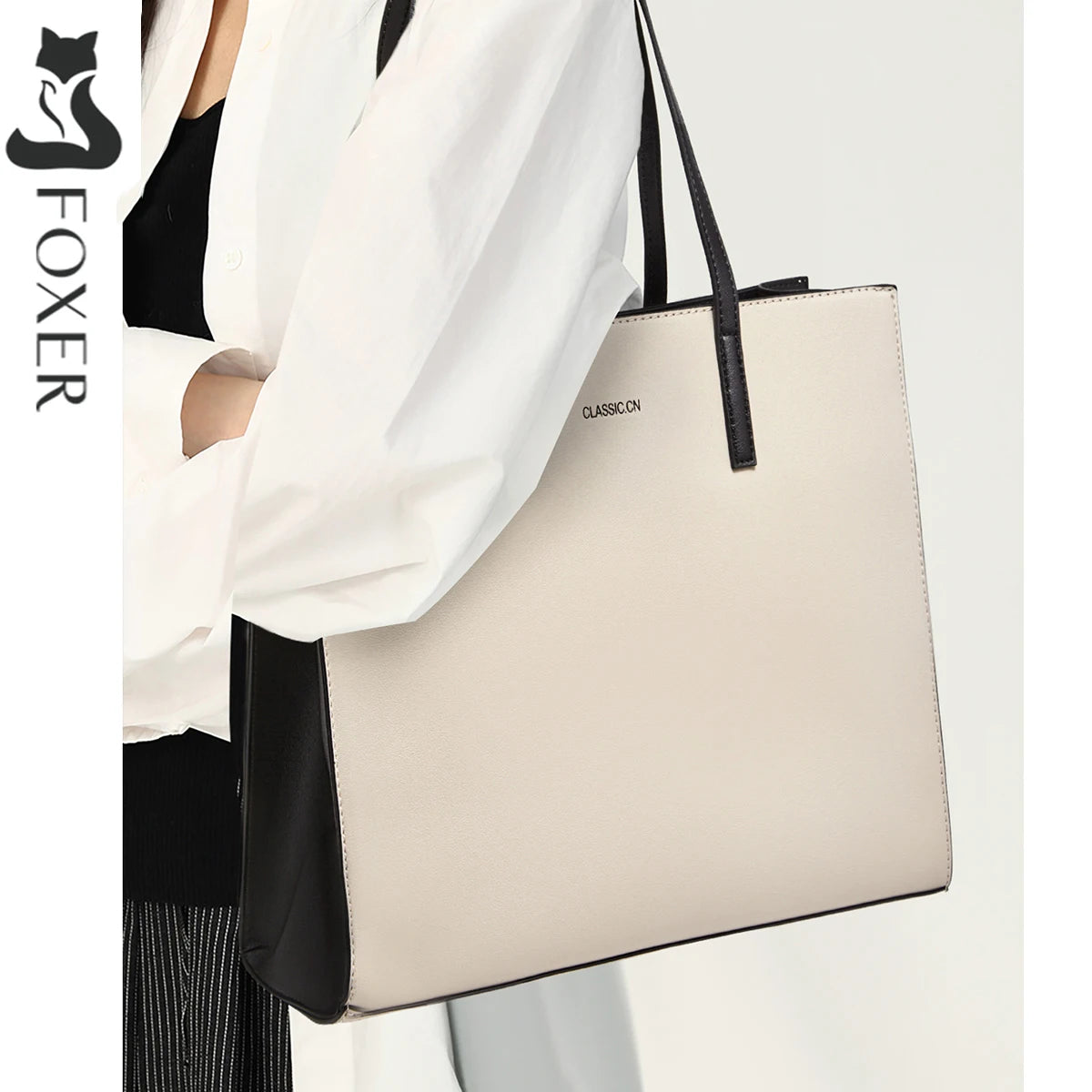 FOXER Nuevo Bolso 2025 Tote Ejecutivo FOXER Simple- Grande - Contraste Sofisticado de colores