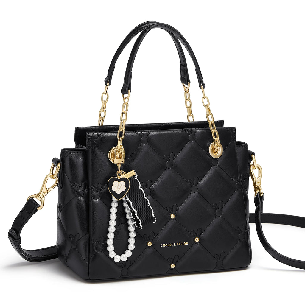 CNOLES Ladies Luxury - Bolso Satchel "Quilted Charm" - Elegancia Romántica
