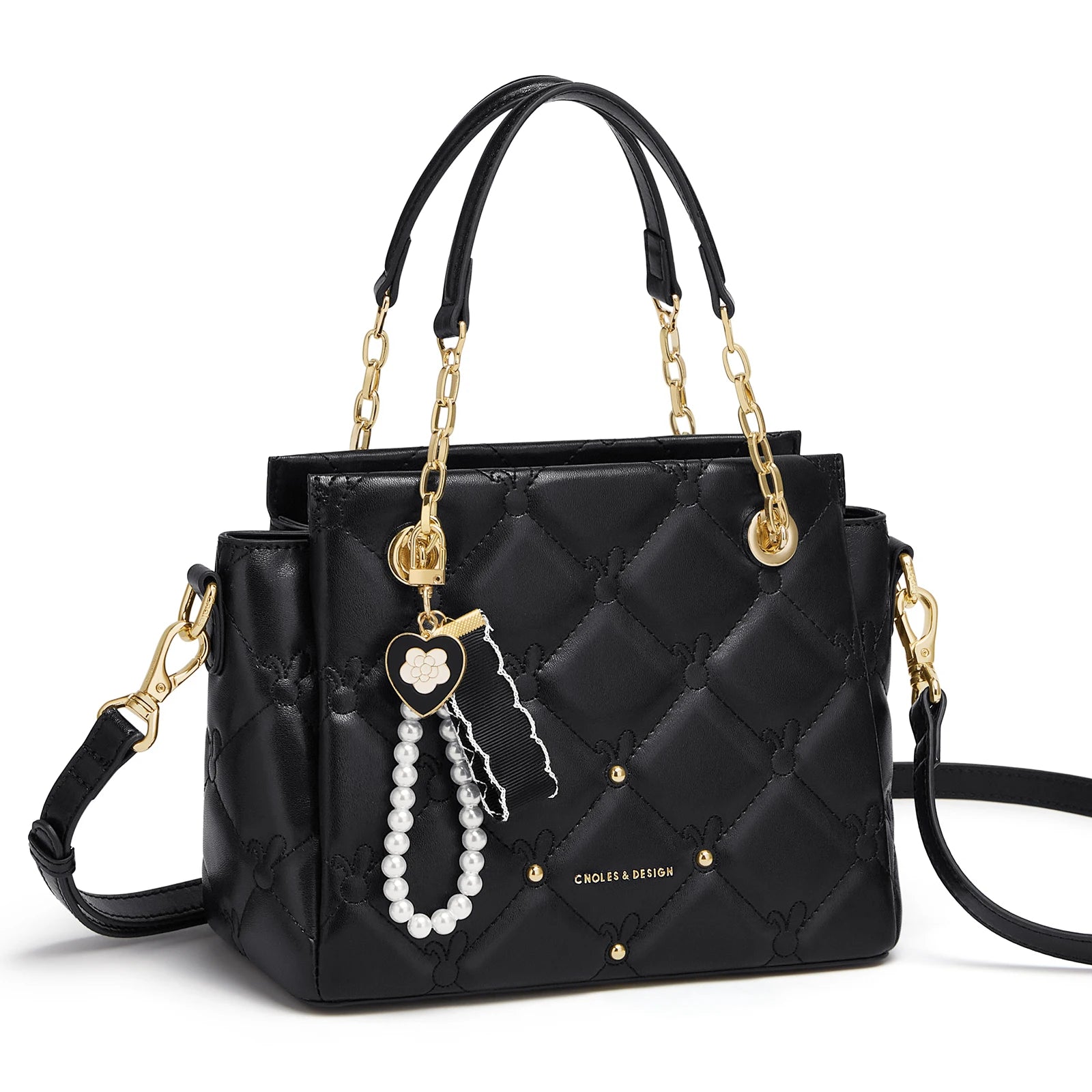 CNOLES Ladies Luxury - Bolso Satchel "Quilted Charm" - Elegancia Romántica