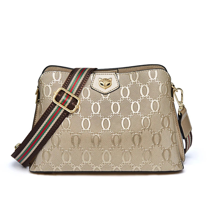 Bolso Bandolera de cuero FOXER Golden Monogram para mujer