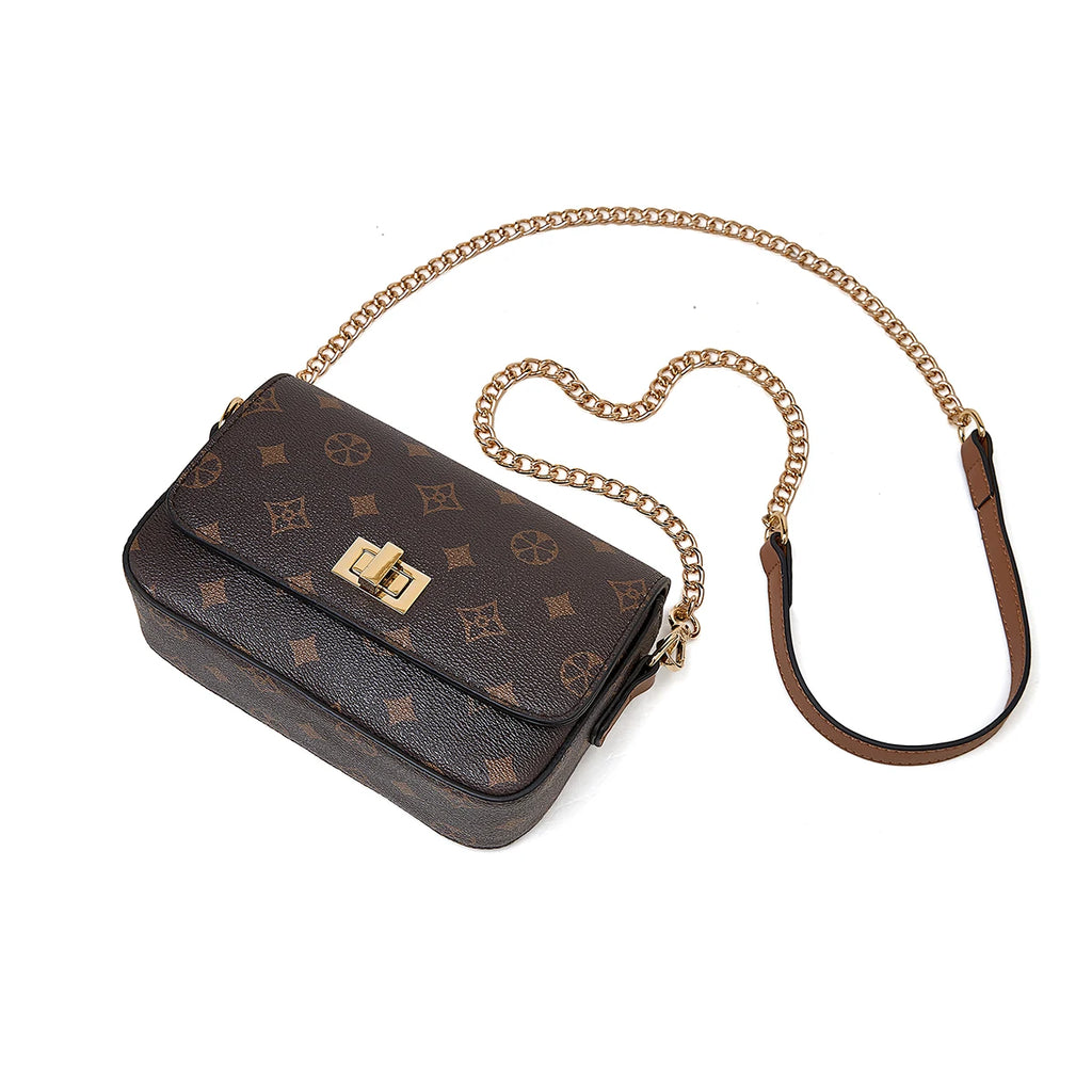 Mini Bolso Bandolera FOXER "Monograma Cadenas" para mujer con cadena solapada