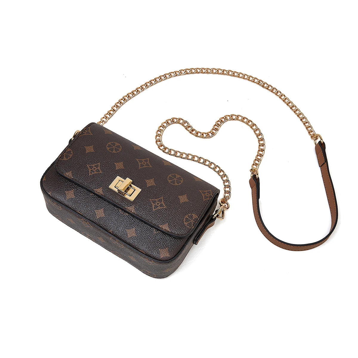 Mini Bolso Bandolera FOXER "Monograma Cadenas" para mujer con cadena solapada