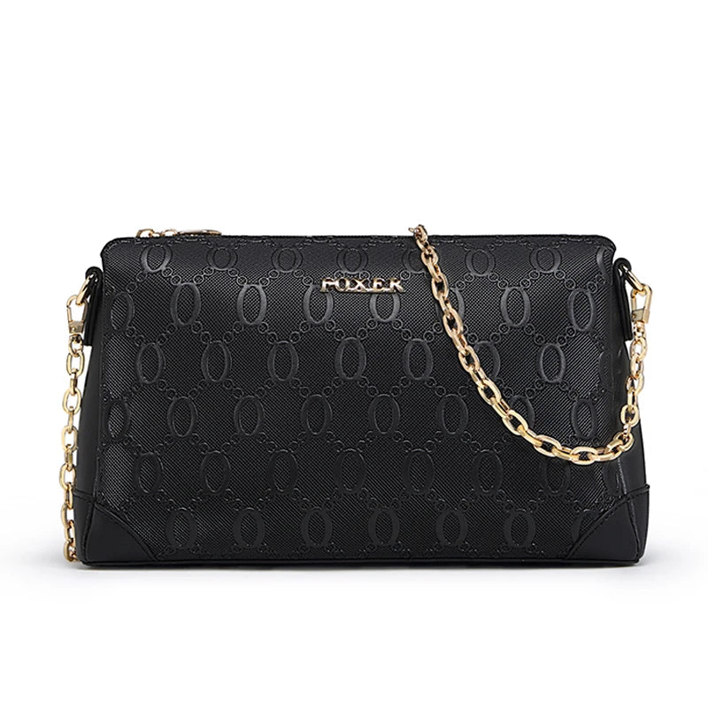 Bolso Bandolera FOXLOVER 2025 para mujer con Monograma Texturizado y Cadena Dorada | Acabado de lujo