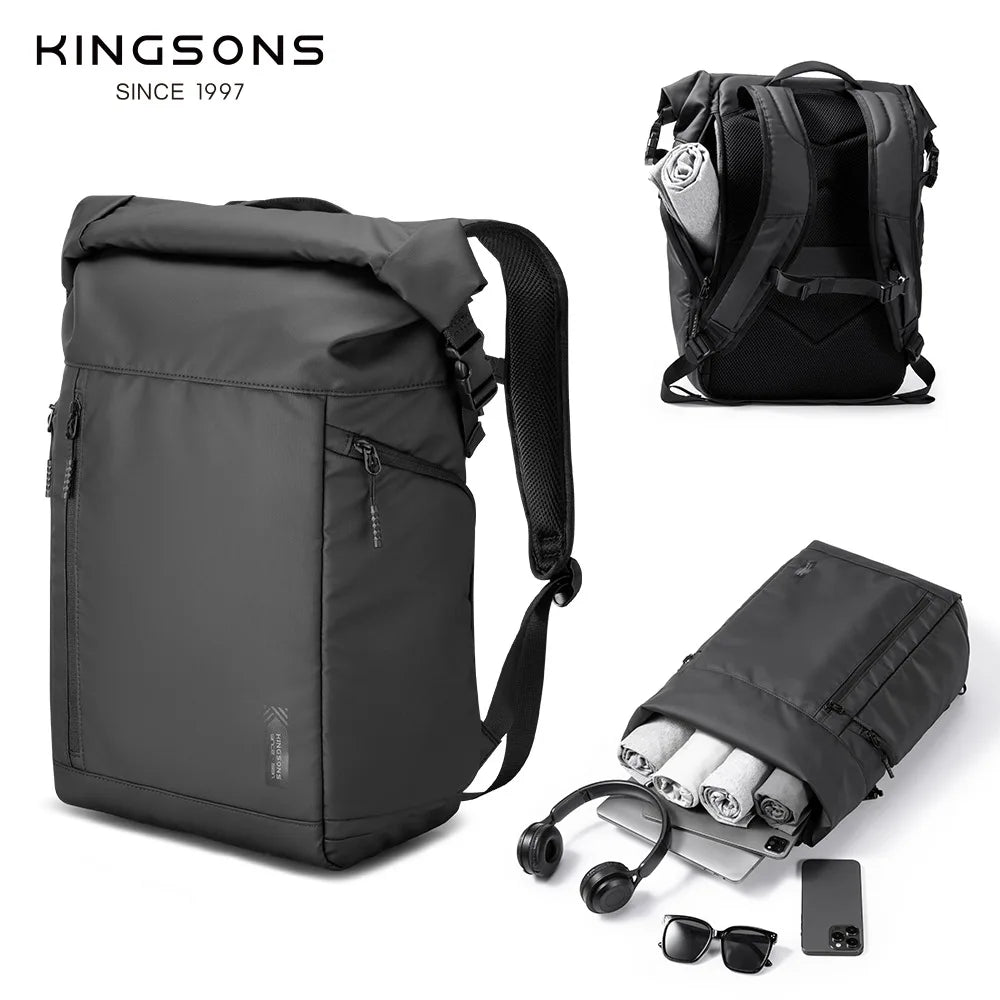 Mochila Kingsons 2025 Roll-Top Tech - Versatilidad y Estilo Técnico 1515,6 pulgadas para portátil