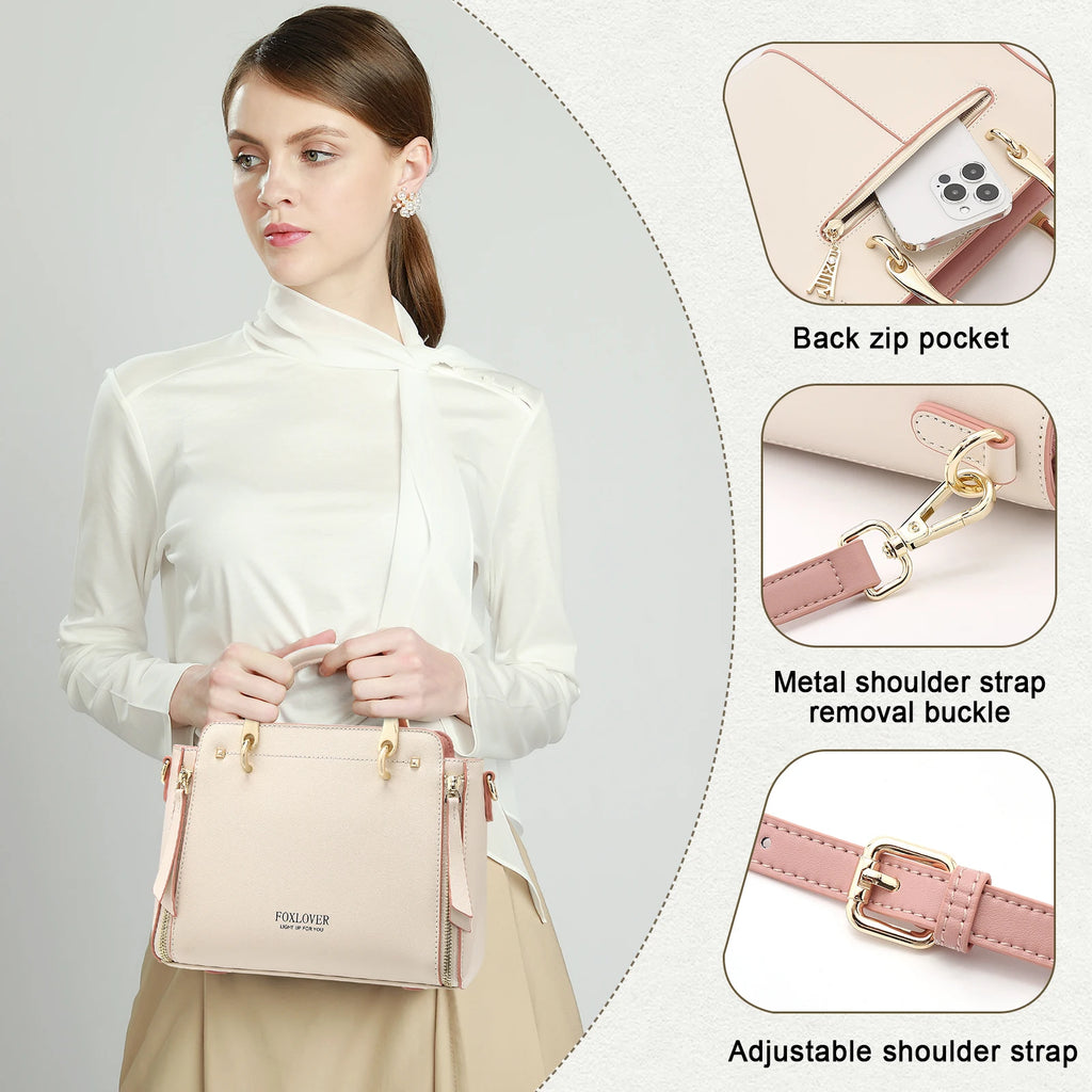 Mini Bolso Satchel FOXER 2025 Bicolor Otoño - Invierno: Estructura Elegante Split Leather para mujer