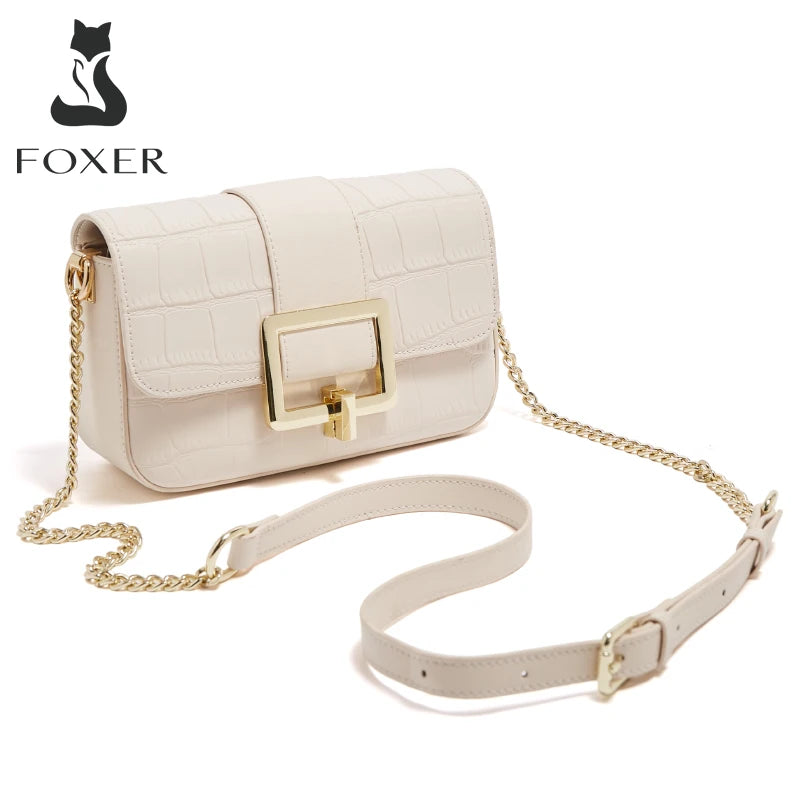 Bolso Bandolera FOXER "Elegancia Croco" para mujer con Hebilla Maxi