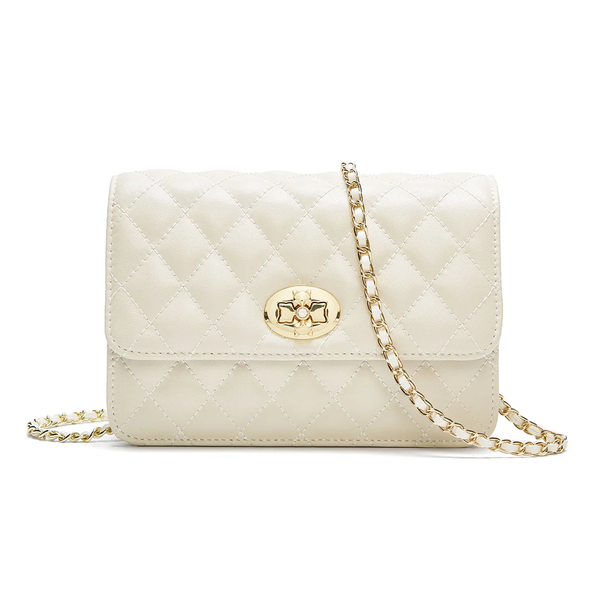 Bolso de Cadena FOXER Lady Clásico - Elegancia Acolchada en Tono Nude