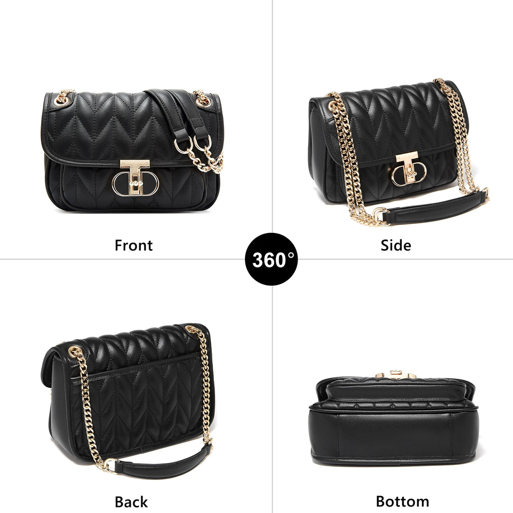 Bolso Clásico para mujer FOXER Fashion 2025  - Acolchado y Cadena Dorada