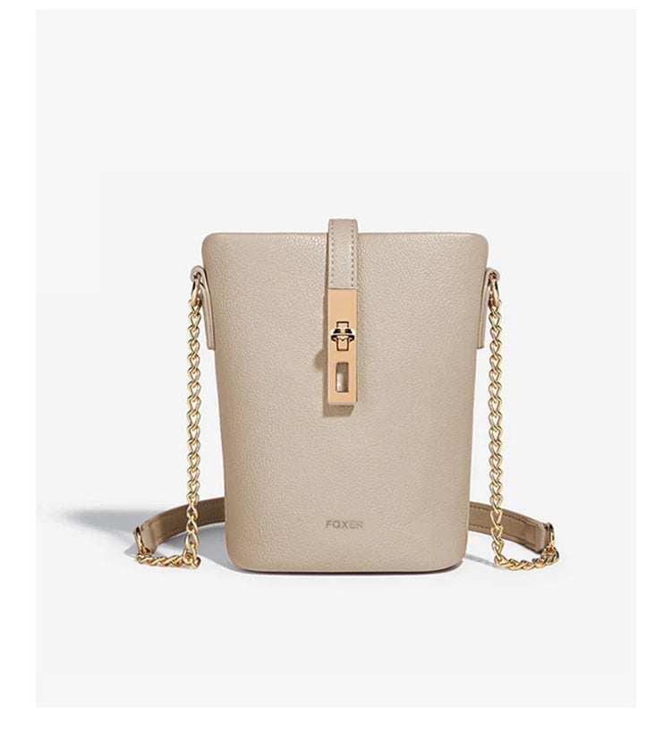 Mini Bolso Cubo FOXER Women 2025 Minimalismo Chic con Cadena Dorada