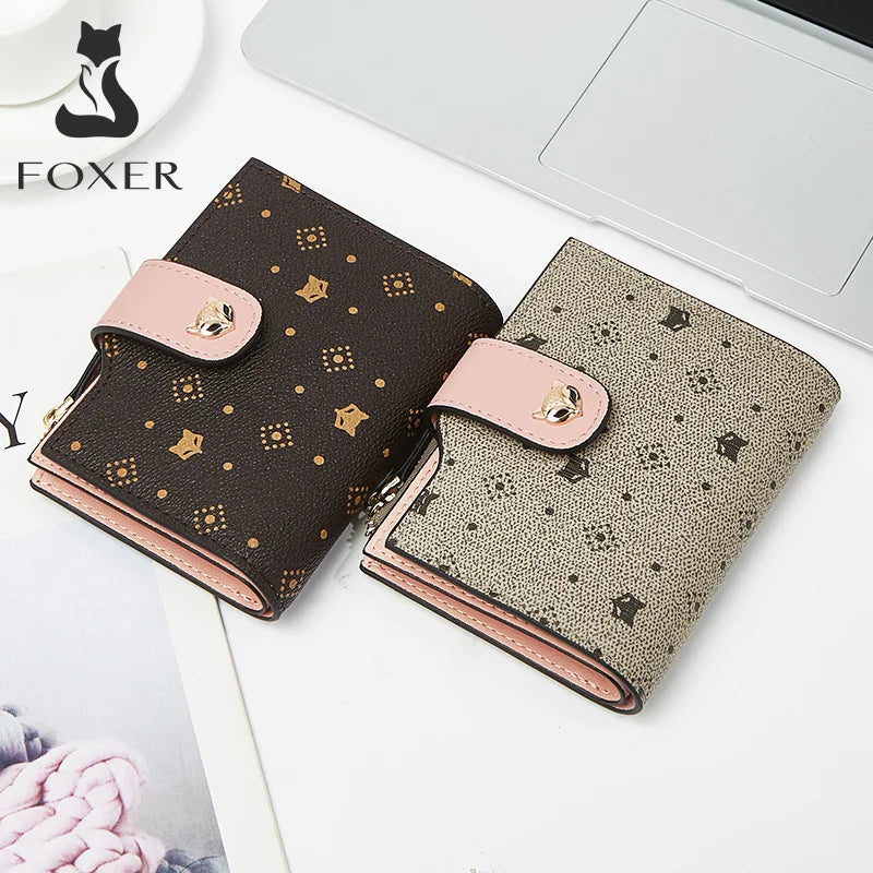 Cartera Plegable FOXER "Monograma Mini" Bicolor para mujer- Tarjetero Monedero