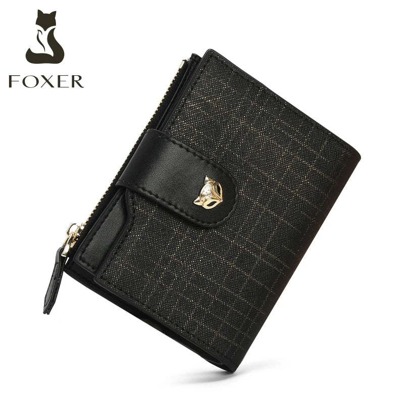 Cartera Compacta FOXER de Lujo para mujer plegable antirrobo