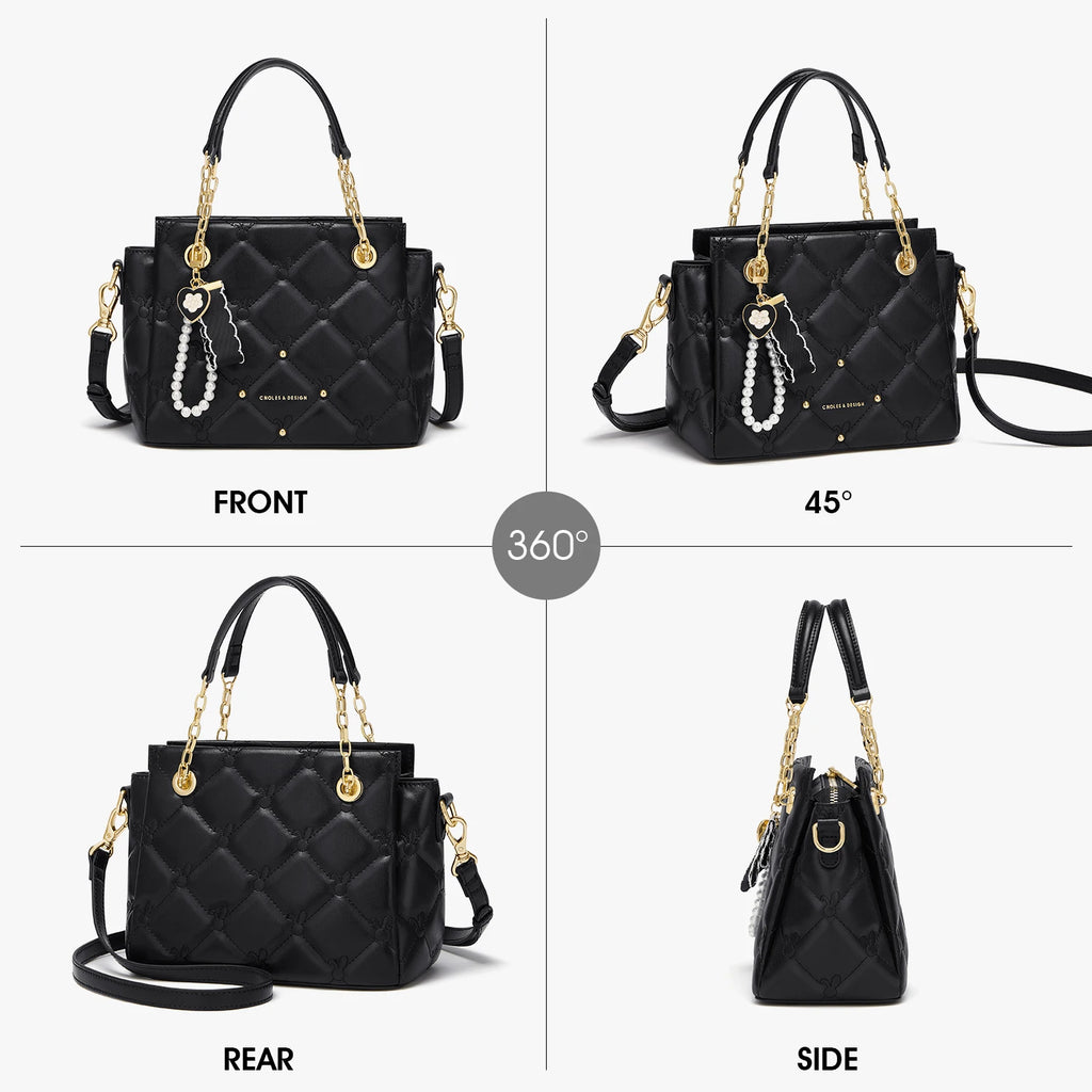 CNOLES Ladies Luxury - Bolso Satchel "Quilted Charm" - Elegancia Romántica