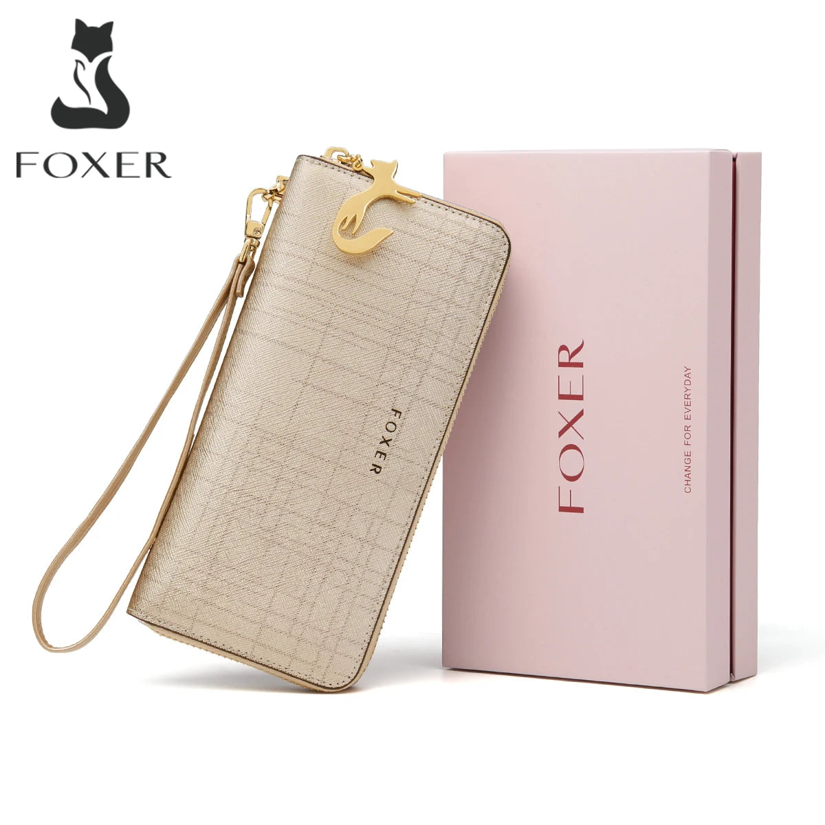 Billetera Clutch FOXER - Glamour Sofisticado y Textura Exclusiva