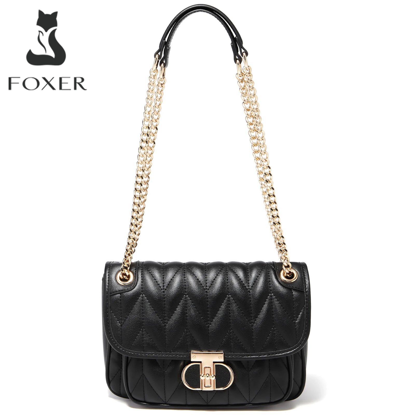 Bolso Clásico para mujer FOXER Fashion 2025  - Acolchado y Cadena Dorada