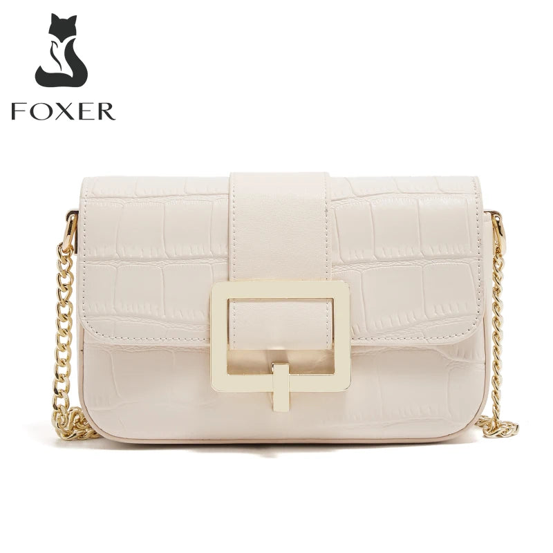 Bolso Bandolera FOXER "Elegancia Croco" para mujer con Hebilla Maxi