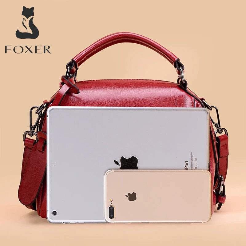 Bolso Satchel FOXER - Rojo Pasión y Elegancia Estructurada de gran capacidad para el trayecto