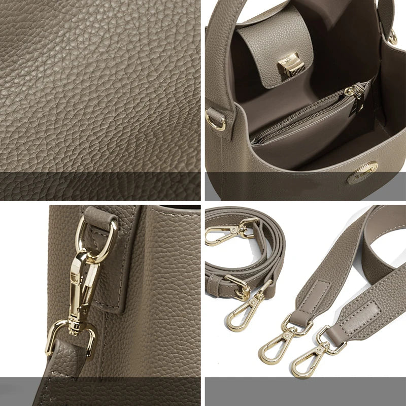 FOXER Otoño Invierno 2025 Nuevo bolso de mano y hombro para mujer Monograma de cuero de vaca "Minimal Chic" de Piel Texturizada -Commute Lady Crossbosy