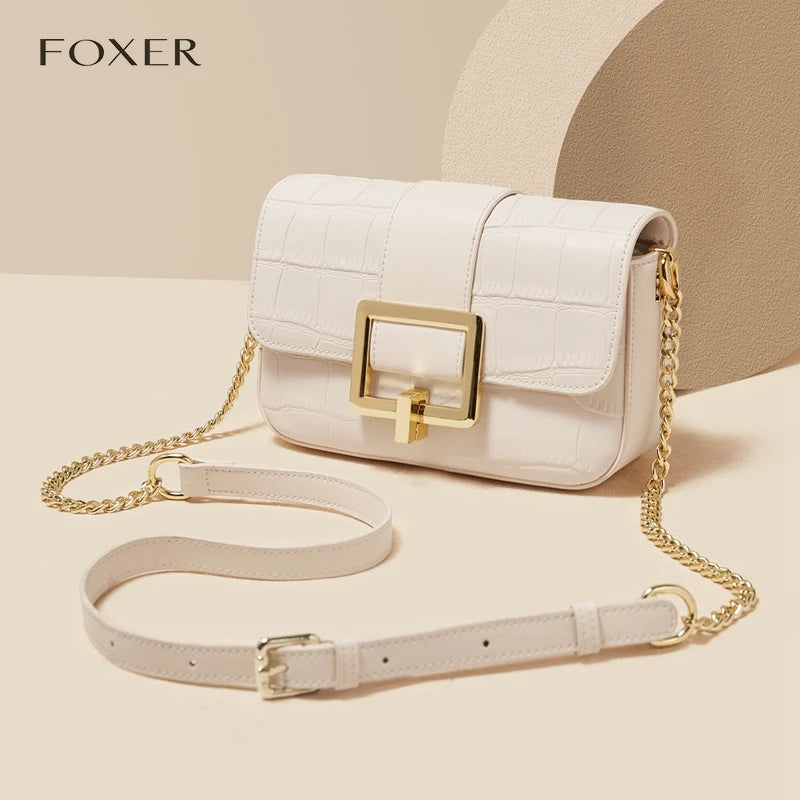 Bolso Bandolera FOXER "Elegancia Croco" para mujer con Hebilla Maxi