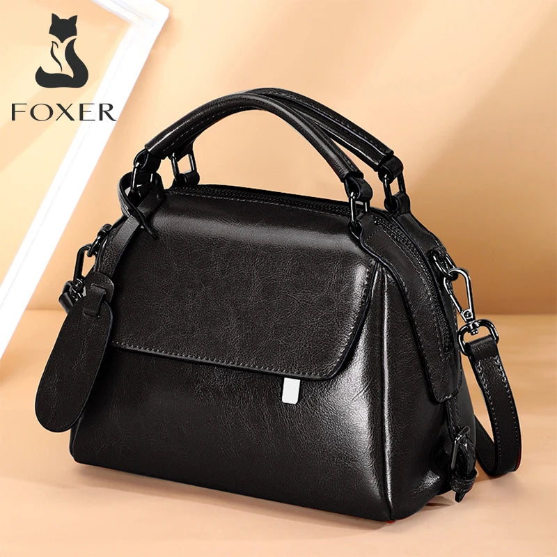 Bolso Satchel FOXER - Rojo Pasión y Elegancia Estructurada de gran capacidad para el trayecto