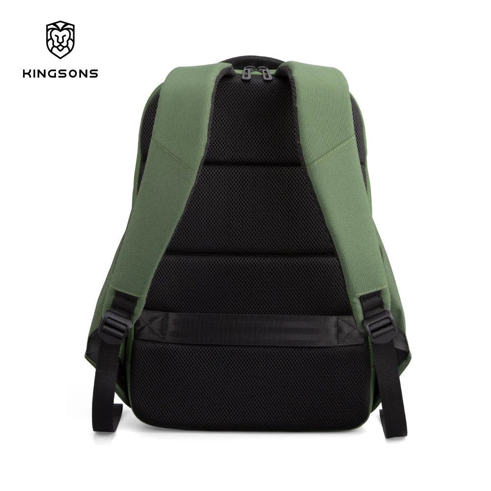 Mochila "Apex Green" de Kingsons 2025 - Estética Origami y Protección para portátil de 15,6 pulgadas