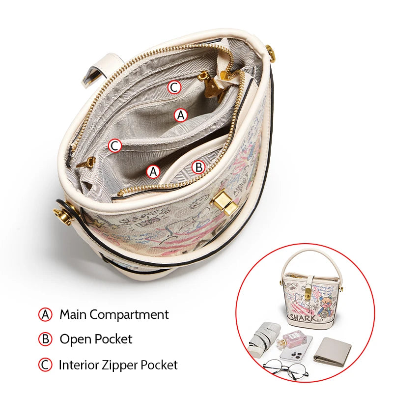 Bolso Bucket FOXER Shark Graffiti - Arte Urbano de Lujo